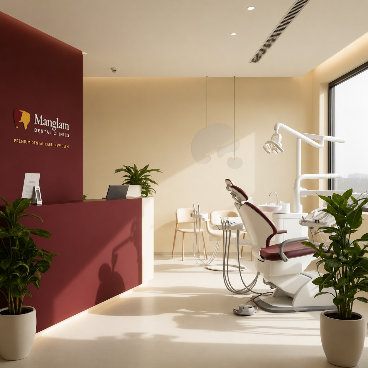 Modern dental clinic interior at Manglam Dental Clinics in New Delhi