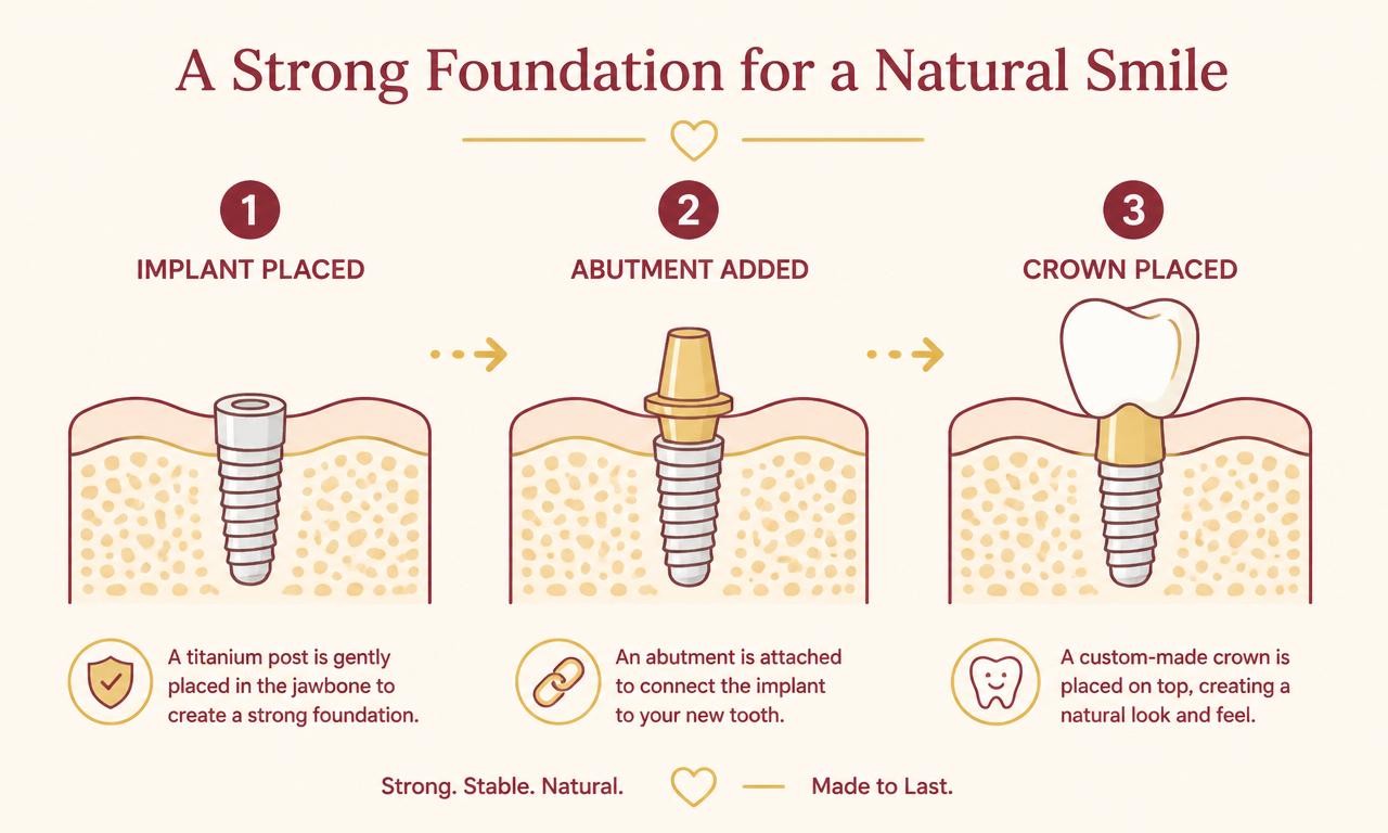 How a dental implant becomes part of your smile illustration